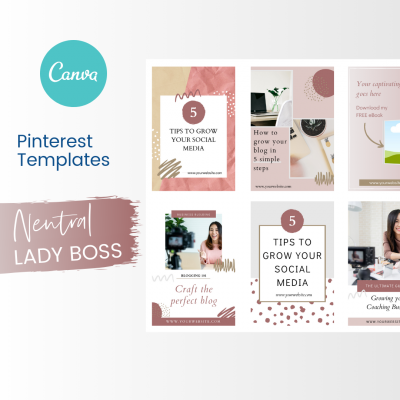 Neutral Lady Boss Pinterest Canva Templates