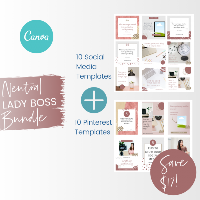 *Bundle* Neutral Lady Boss Social Media + Pinterest Canva Templates