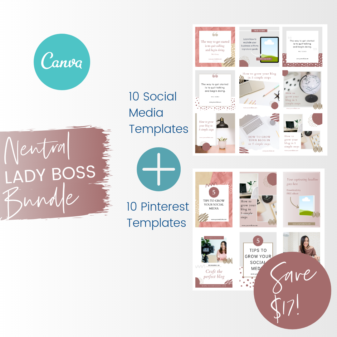 *Bundle* Neutral Lady Boss Social Media + Pinterest Canva Templates