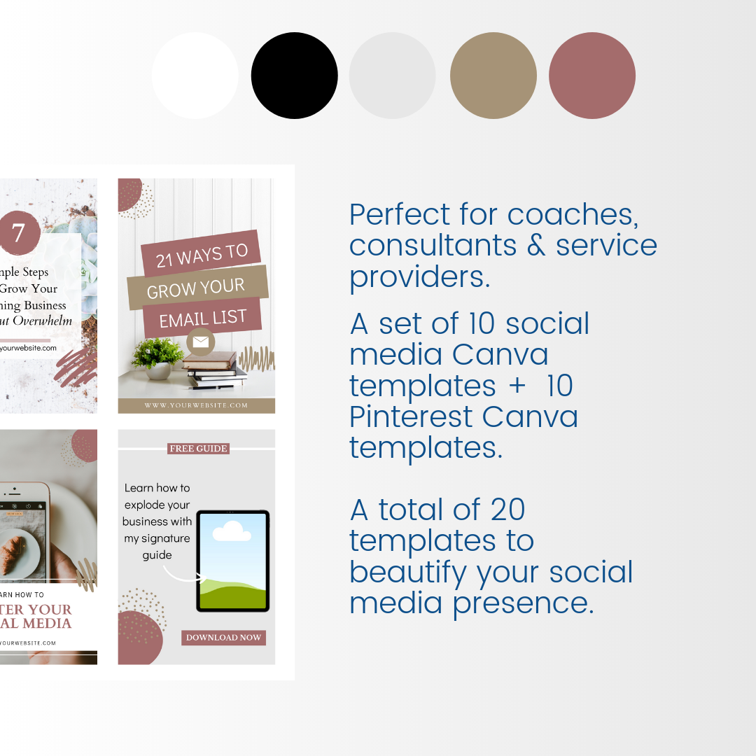 *Bundle* Neutral Lady Boss Social Media + Pinterest Canva Templates - Image 2
