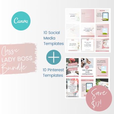 *Bundle* Classic Lady Boss Social Media + Pinterest Canva Templates