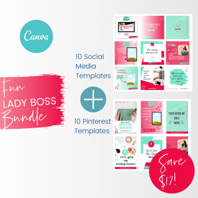*Bundle* Fun Lady Boss Social Media + Pinterest Canva Templates
