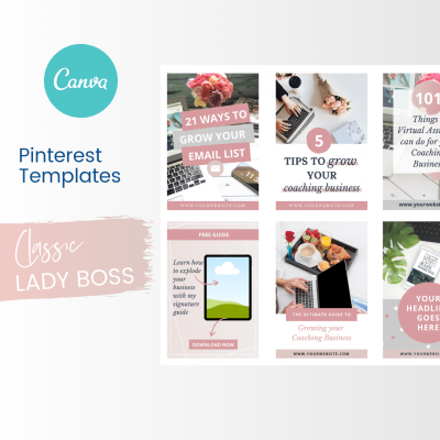 Classic Lady Boss Pinterest Canva Templates